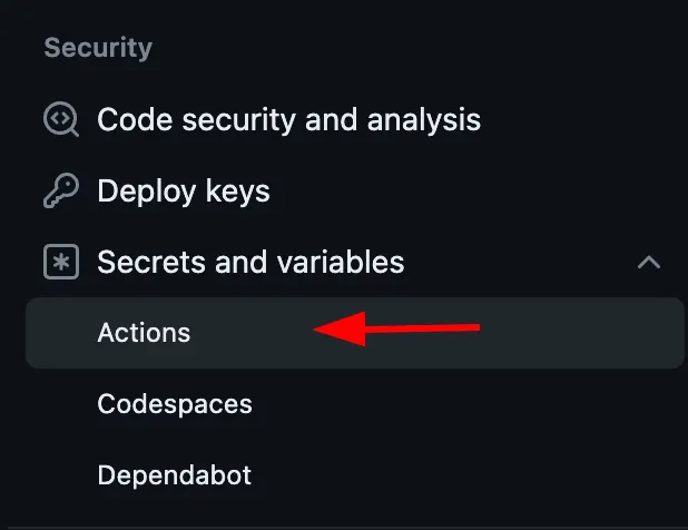 Action secrets